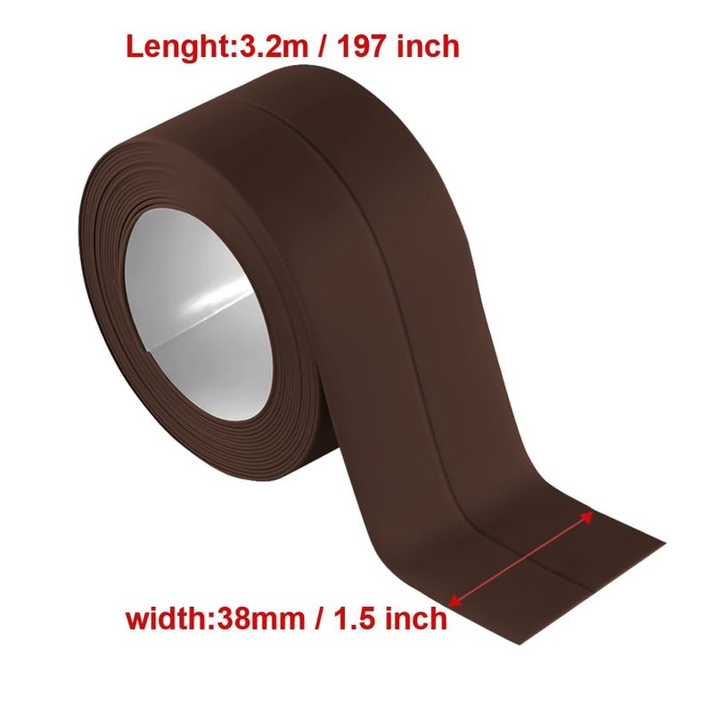 YIYIMIMO 3 Rolls Self-Adhesive Caulk Tape - Waterproof Peel and Stick Sealing Strip (1.5"x10.5 Ft, Brown) for Bathtub, Shower, Sink, Toilet Edge Protector & Kitchen Countertop - No Mess Alternative to Caulking - Image 2